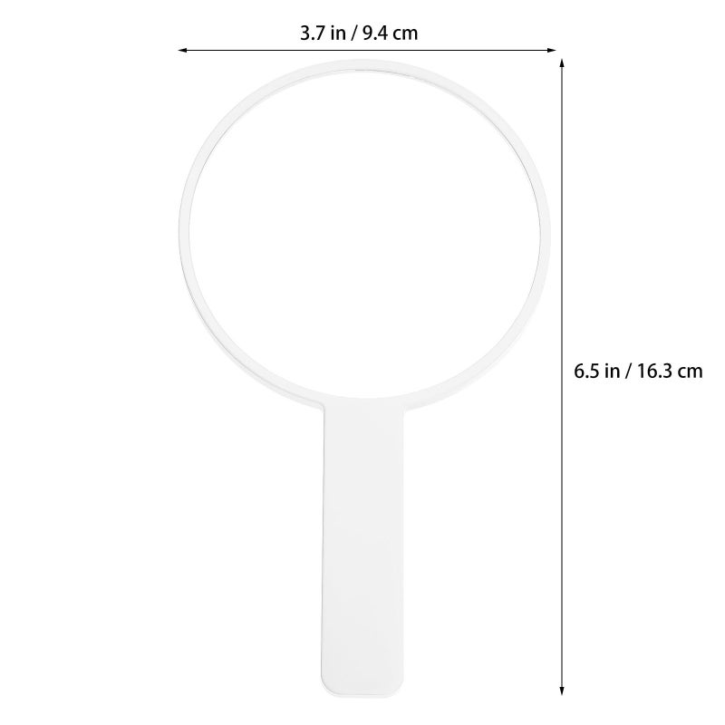 Portable Handheld Round Makeup Mirror with Handle for Travel Home White - Image 3