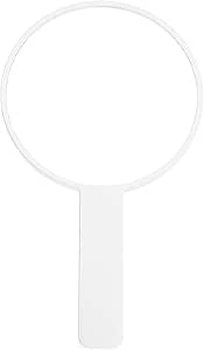 Portable Handheld Round Makeup Mirror with Handle for Travel Home White - Image 1