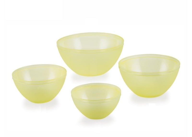 Moltres - Elite Bowl 4 Pcs Set - Durable Plastic - Modern & Stylish - Easy to Clean - Perfect for Serving soups, Salads, Cereals, Snacks, or for Meal prepping and Mixing (Pack of 4) (Yellow) - Image 1