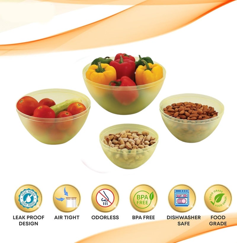 Moltres - Elite Bowl 4 Pcs Set - Durable Plastic - Modern & Stylish - Easy to Clean - Perfect for Serving soups, Salads, Cereals, Snacks, or for Meal prepping and Mixing (Pack of 4) (Yellow) - Image 4