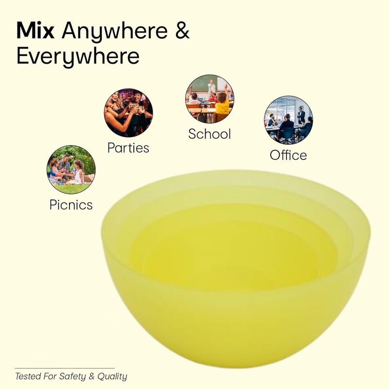 Moltres - Elite Bowl 4 Pcs Set - Durable Plastic - Modern & Stylish - Easy to Clean - Perfect for Serving soups, Salads, Cereals, Snacks, or for Meal prepping and Mixing (Pack of 4) (Yellow) - Image 3