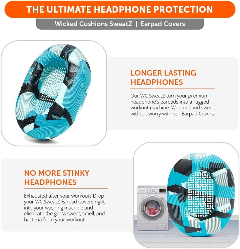 WC SweatZ XM5 - أغطية أذن واقية حاصلة على براءة اختراع لسماعات Sony WH1000XM5 من WC | متوافقة فقط مع سماعات Sony XM5 فوق الأذن | مقاومة للعرق وقابلة للغسل بسهولة | لون المنشور السماوي - Image 4
