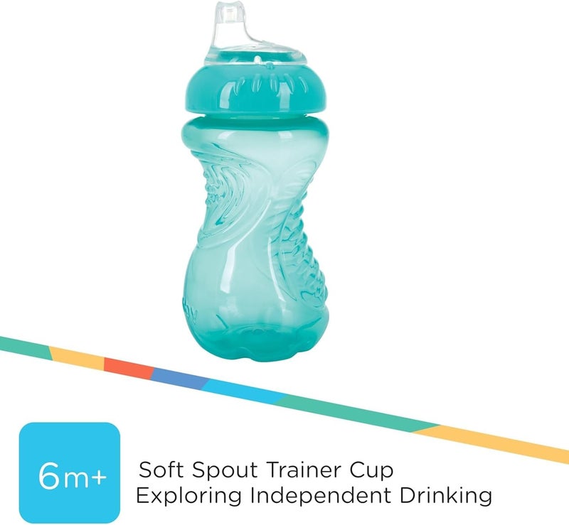 Nuby 2 Piece No Spill Easy Grip Trainer Cup 10 oz, Pink/Purple - Image 2