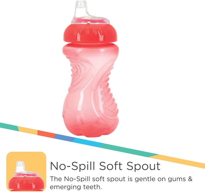 Nuby 2 Piece No Spill Easy Grip Trainer Cup 10 oz, Pink/Purple - Image 3