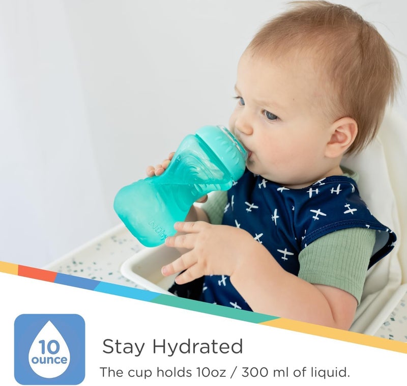 Nuby 2 Piece No Spill Easy Grip Trainer Cup 10 oz, Pink/Purple - Image 5