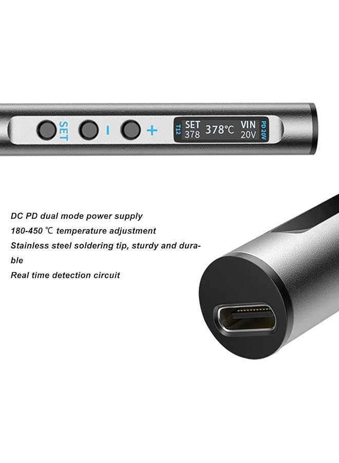 erorex Soldering Iron Kit 65W Usb Electric Digital Display Soldering Iron Pen With Interchangeable Iron Tips Adjustable Temperature Soldering Welding Iron Kit For Any Hobby Enthusiast 5V 60V - Image 3