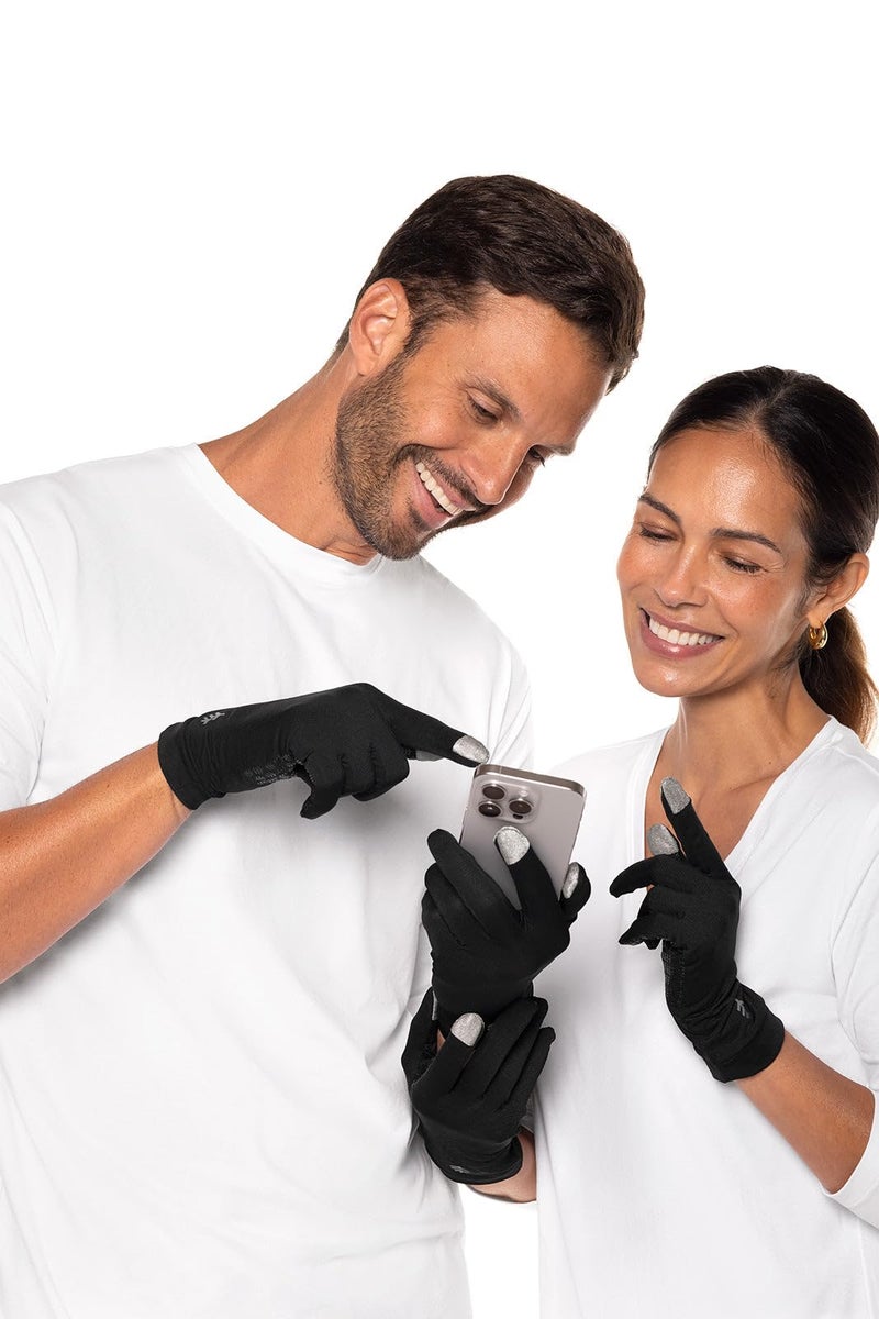 Coolibar UPF 50+ Men's Women's Gannett UV Gloves - Sun Protective (Medium- Black) - Image 5
