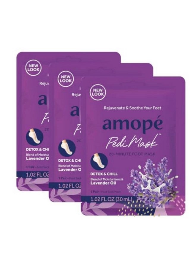 Amope Amopé PediMask 20-Minute Foot Mask, Intensely Moisturizing Socks, Rejuvenates & Soothes, Self-Care, w/ Lavender Oil, Urea, a Blend of Moisturizers & Vitamin Complex for Long Lasting Hydration, 3 pair  - Image 1