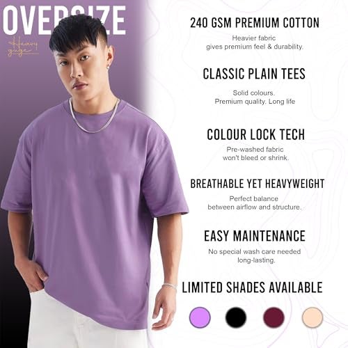 fanideaz Mens Tshirt for man Oversized Drop Shoulder Gym Style Baggy Tshirt Pure Cotton Loose fit Trendy Oversized t Shirts_3MB_2XL_WineRed - Image 5
