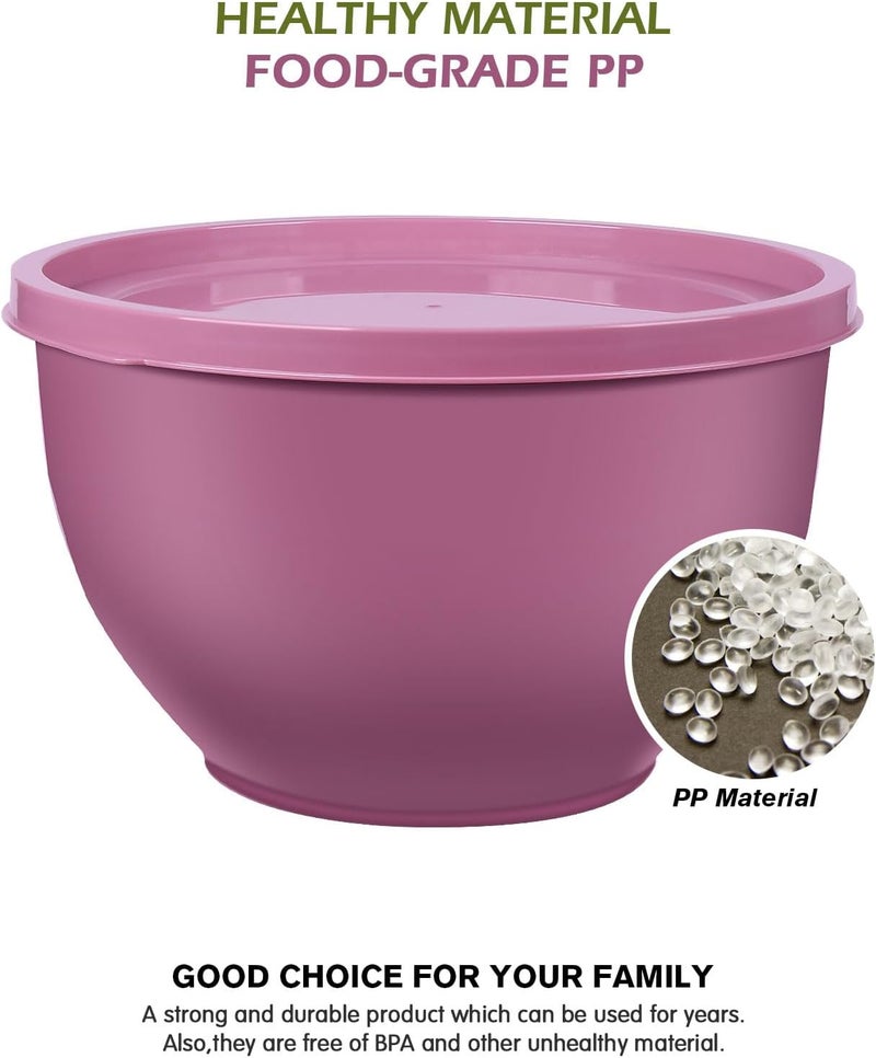 Greentainer Plastic Mixing Bowls with Lids Set for Kitchen, 5 Set Nesting Bowls for Mixing, Baking, Prepping, Cooking and Serving Food, Mixing Bowls Dishwasher, Microwave Safe - Image 4