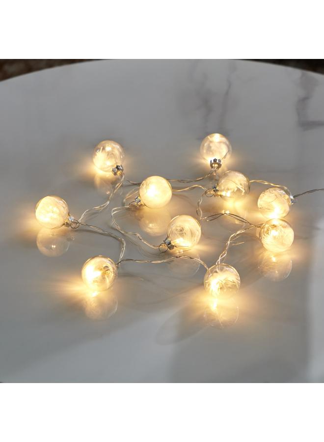 إينفينيتي 10 مصابيح LED بيضاء دافئة 2AA سلسلة خفيفة على شكل كرة زجاجية 135 سم - Image 1