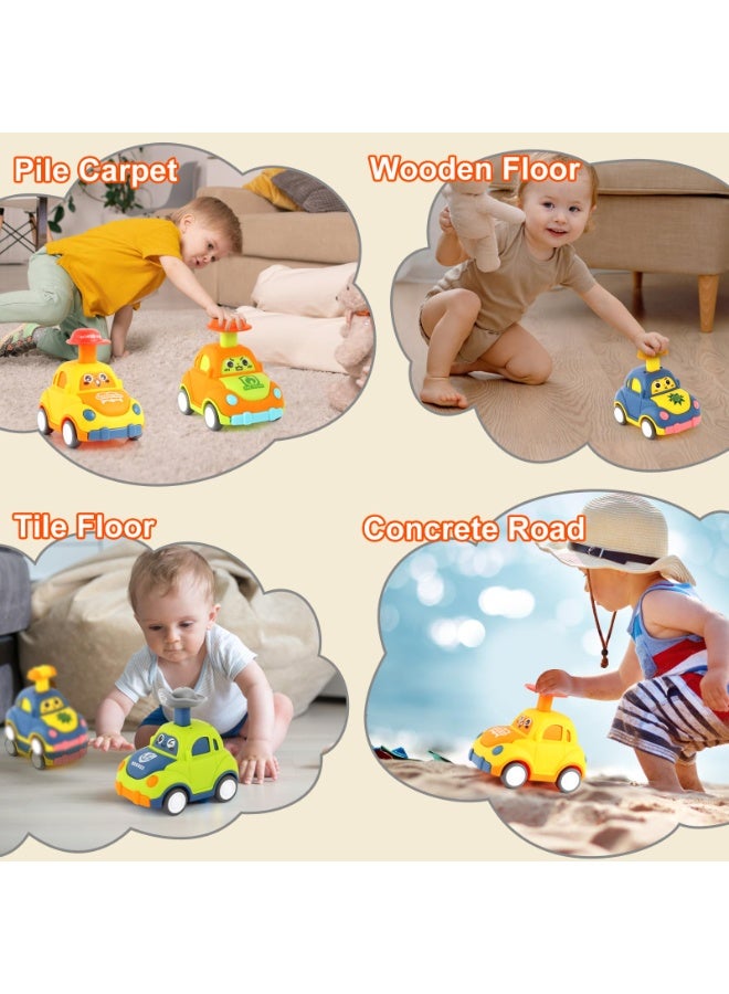 هالامودو 4PCS الرسوم المتحركة التعبير الضغط قوة العودة مجموعة السيارات، سحب لعبة المدينة مع قبعة المرح السيارات الصغيرة (حافلة المدرسة الصفراء، مشاة البحرية الخضراء، سيارة الشرطة الزرقاء، شاحنة الحريق البرتقالية)، لعبة السيارات انيرتييا، لعبة الأطفال لعبة، هدية حفلة الأطفال، 9.3*7*7.8 سم - Image 4