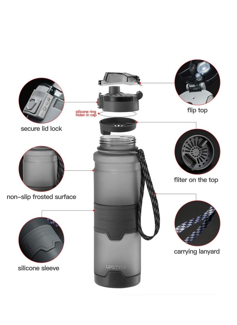 TYCOM Water Bottle 1L Leak-Proof Drink Bottle BPA Free USA Tritan Material Gym Bottle with Protein Shaker Flip Top Lid & Removable Strainer for Fitness Cycling Gym Camping Outdoor Sports  - Image 4