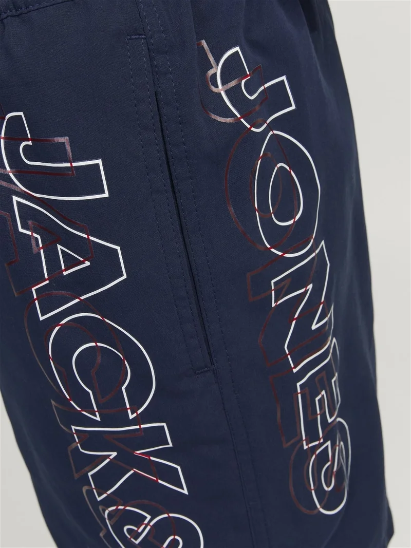 Jack Jones Regular Fit Written Navy Blue Men's Swim Shorts 12253118
