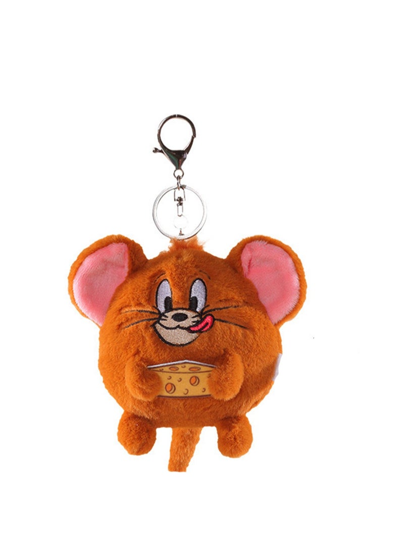 Creative Cute Plush Keychain, Cute Backpack Pendant, Suitable For Wallet Key Ring Decoration, (10cm Jerry Mouse Pendant, Holding Cheese)  - Image 1