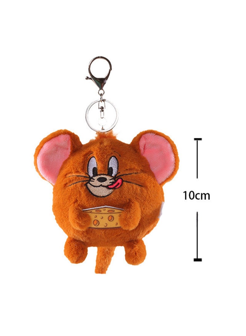 Creative Cute Plush Keychain, Cute Backpack Pendant, Suitable For Wallet Key Ring Decoration, (10cm Jerry Mouse Pendant, Holding Cheese)  - Image 2