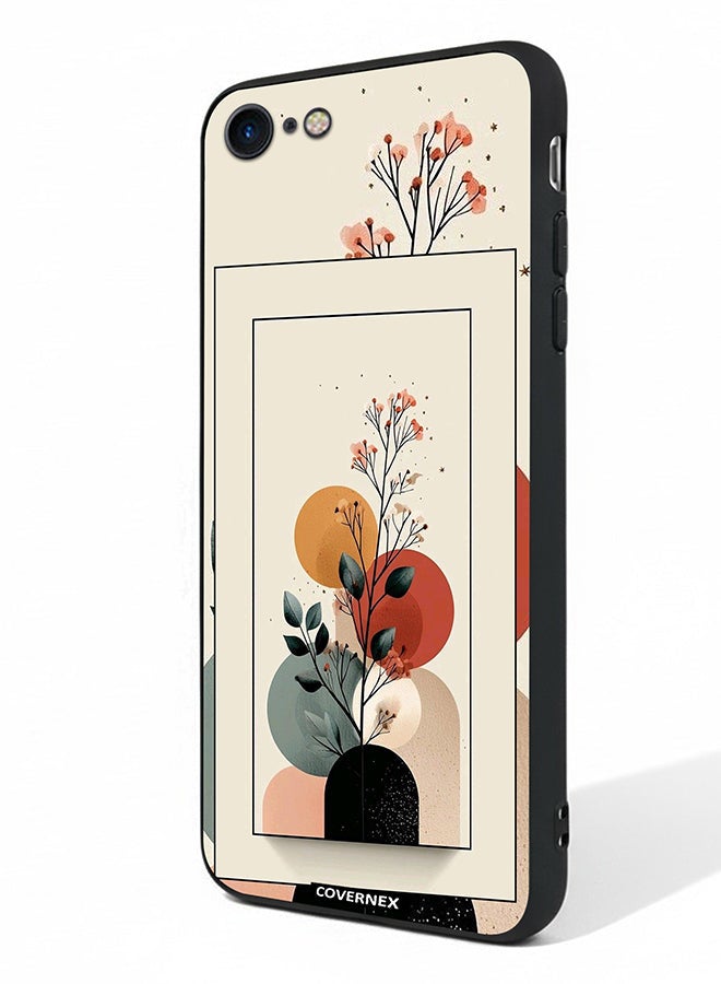 Covernex Apple iPhone SE 2020/2022 Protective Case Cover Printed Featuring Minimalist Plant and Abstract Shapes - Image 1