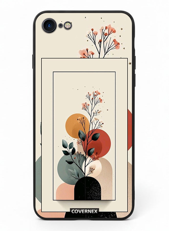 Covernex Apple iPhone SE 2020/2022 Protective Case Cover Printed Featuring Minimalist Plant and Abstract Shapes - Image 2