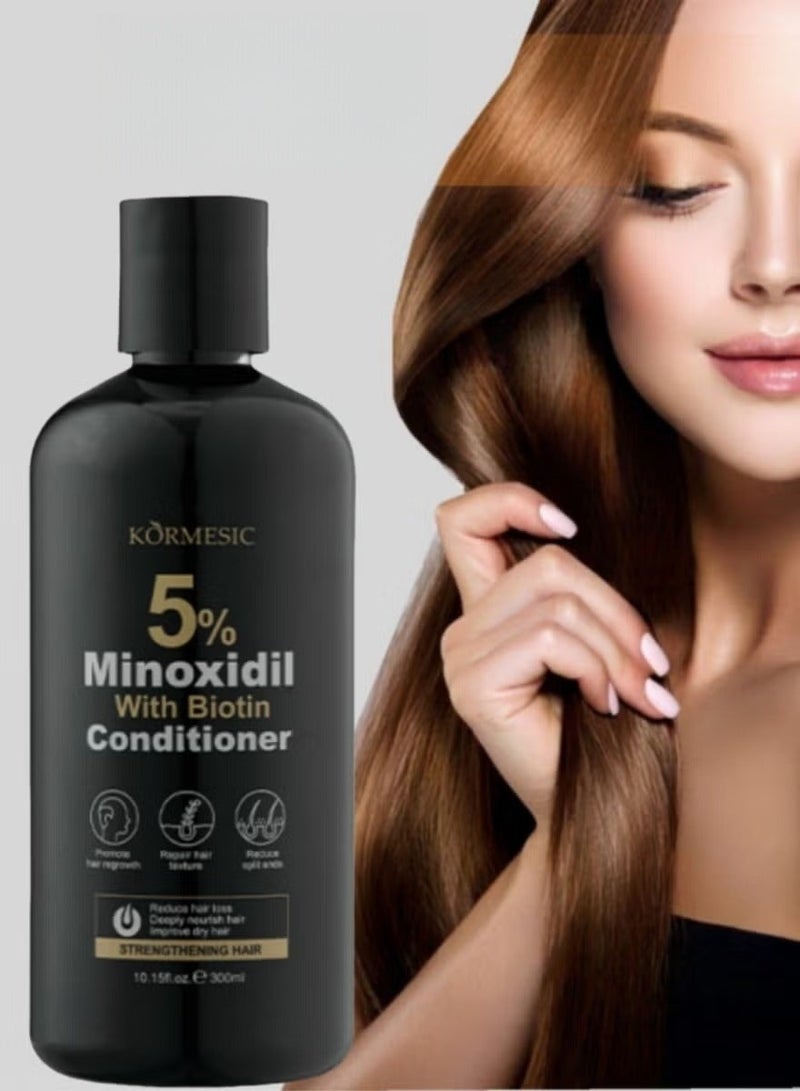 Kormesic بلسم شعر مينوكسيديل 5% مع البيوتين – 300 مل للعناية اليومية بالشعر وتقويته - Image 1