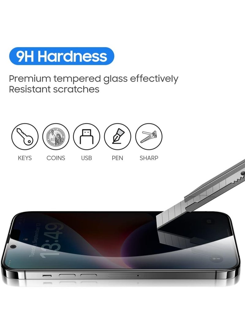 Case Privacy Screen Protector Compatible with iPhone 14 and iPhone 13/13 Pro 6.1 Inch [1s Auto Dust Elimination] 9H Hardness Film, Full Coverage Anti-Peeping Privacy Tempered Privacy Screen Protector - Image 3