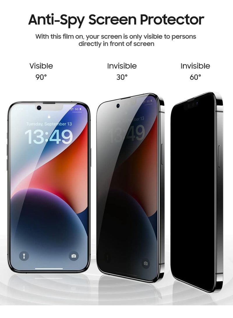 Case Privacy Screen Protector Compatible with iPhone 14 and iPhone 13/13 Pro 6.1 Inch [1s Auto Dust Elimination] 9H Hardness Film, Full Coverage Anti-Peeping Privacy Tempered Privacy Screen Protector - Image 4