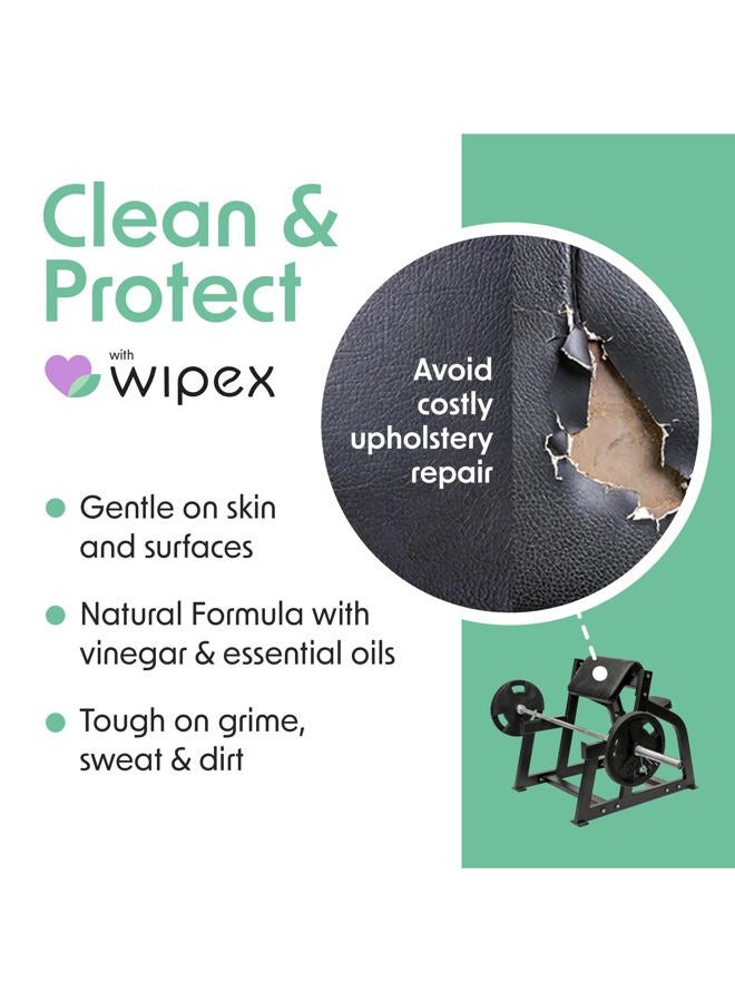 Wipex Gym Wipes Fitness Equipment Wipes, Plant-Based Cloth - Lemongrass, Eucalyptus and Vinegar Wipes to Clean Surfaces, Safe Yoga Mat Cleaner Wipes, All Purpose Gym Cleaner, 400 Count - Image 2