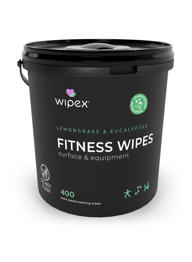 Wipex Gym Wipes Fitness Equipment Wipes, Plant-Based Cloth - Lemongrass, Eucalyptus and Vinegar Wipes to Clean Surfaces, Safe Yoga Mat Cleaner Wipes, All Purpose Gym Cleaner, 400 Count - Image 1