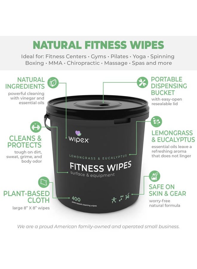 Wipex Gym Wipes Fitness Equipment Wipes, Plant-Based Cloth - Lemongrass, Eucalyptus and Vinegar Wipes to Clean Surfaces, Safe Yoga Mat Cleaner Wipes, All Purpose Gym Cleaner, 400 Count - Image 3