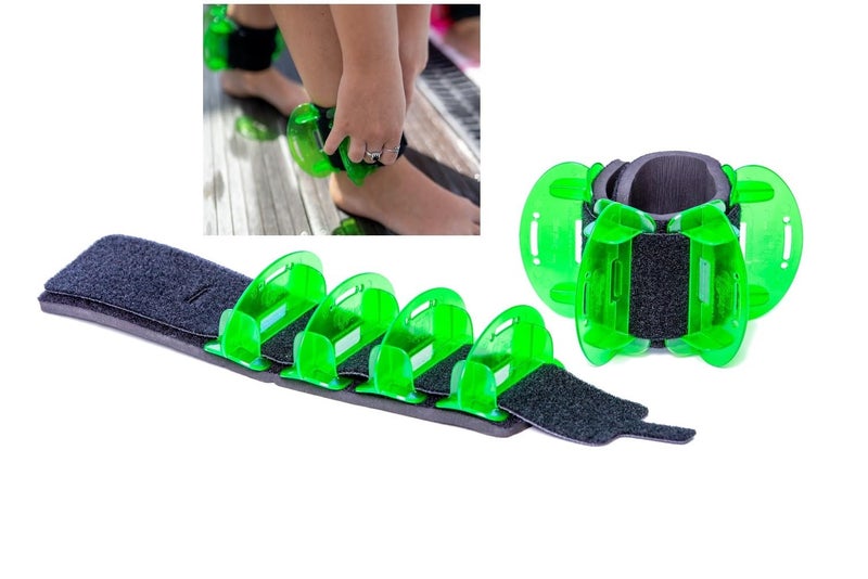 Aqualogix Low Resistance Hybrid Aquatic Training Fin Set - Green | Aquatic Cuffs | Quick Start Guide | Leg Water Weights | Aqua Aerobics, HIIT & Swim Training | Pair (LRPCFIN) - Image 1