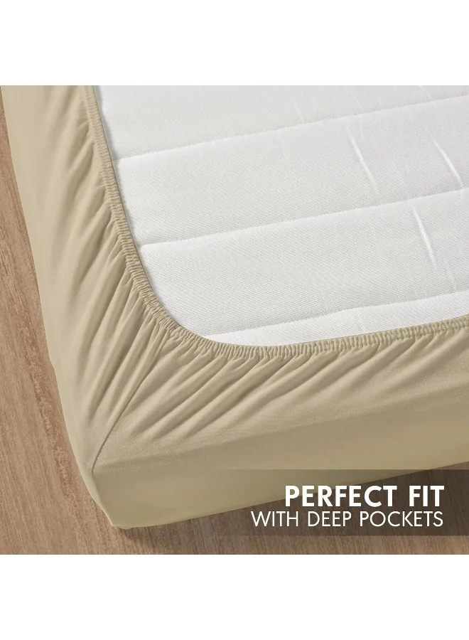 Hotel Linen Klub Hotel Linen Klub Luxury 100% Cotton 350TC Fitted Sheet Set - Ultra Soft &amp; Breathable, Hypo Allergenic Premium Quality Bedding