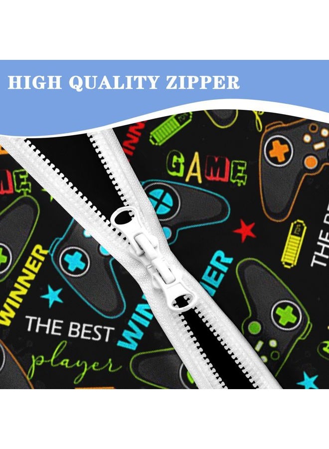 Nesker Zipper Bedding Twin Size Comforter, Colorful Gamepad 3 Pcs Zip Up Bedding for Kids and Boys, Gaming Players Fitted Sheet with Pillowcases - Image 3