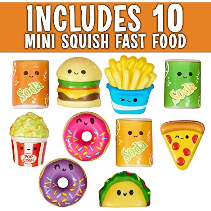 Playbees Mini Squish Fast Food Toys - 10 Pack - Assorted Designs Slow-Rise Stress Relief Toys for Kids, Mini Fidget Toys for Sensory Play, Party Favors, Junk Food Goodie Bag Fillers for Boys & Girls - Image 2