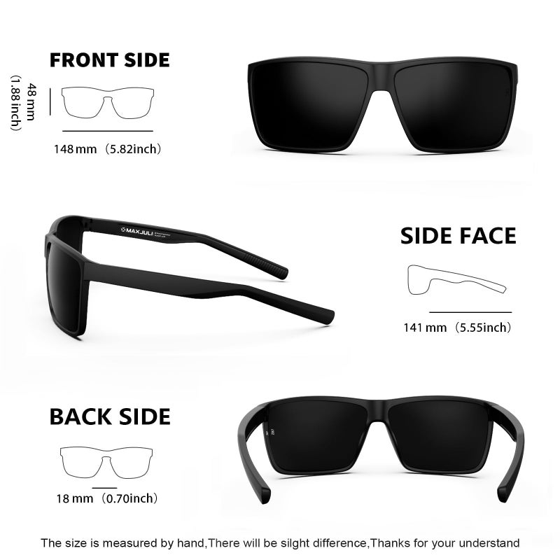 MAXJULI XL Z87 Sunglasses for Big Wide Heads Men TR90 Ultralight UV400 Protection Glasses 8108 (Black/Super Dark) - Image 5