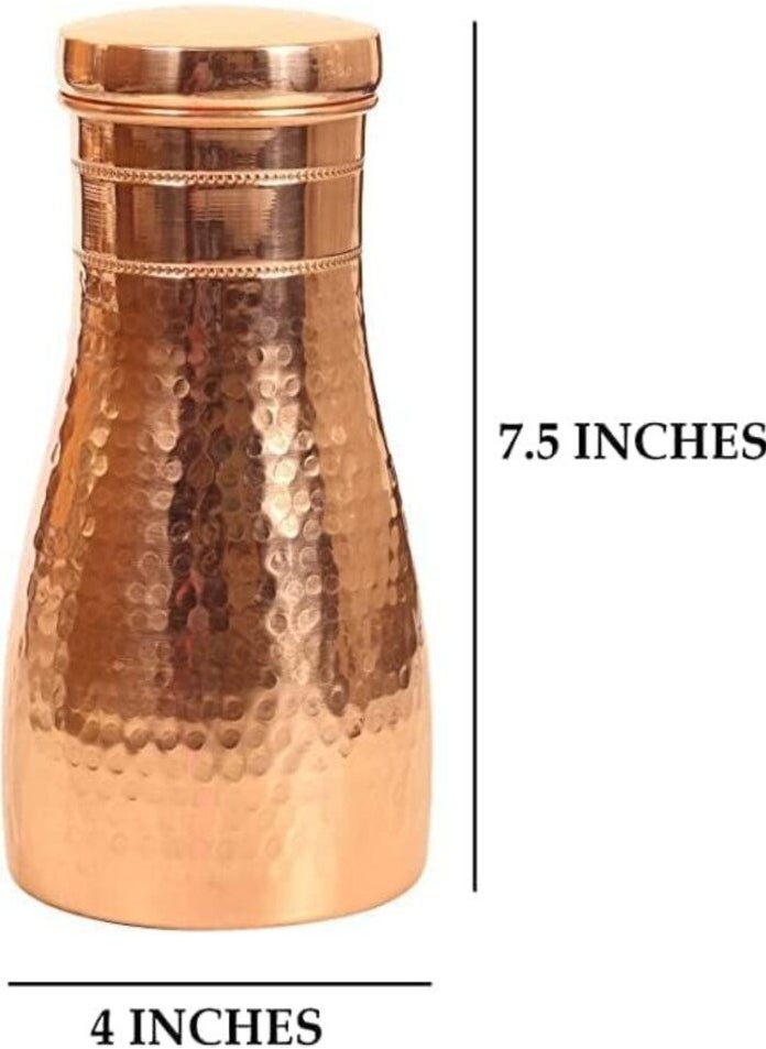 AVA AVA DESIGNZ 100% Pure Copper pitcher, Water Copper vessel - Leak-Proof | Bedside Carafe | Bedroom jar with Copper Glass/Vessel 1 Liter, 10 Year Warranty  - Image 2