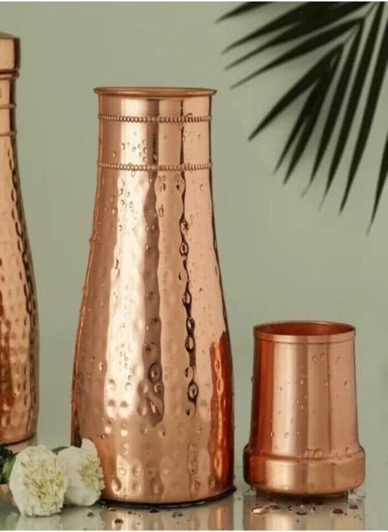 AVA AVA DESIGNZ 100% Pure Copper pitcher, Water Copper vessel - Leak-Proof | Bedside Carafe | Bedroom jar with Copper Glass/Vessel 1 Liter, 10 Year Warranty  - Image 3