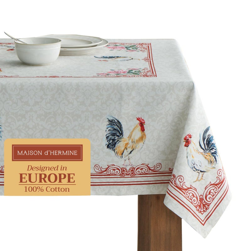 Maison d' Hermine Maison dHermine Table Cloth Rectangle Table 100 Cotton 60 x 108 Inches Tablecloth Reusable Decorative Everyday Use for Dining Room Farmhouse Home Party Festive  Wedding Spring Summer  Campagne 