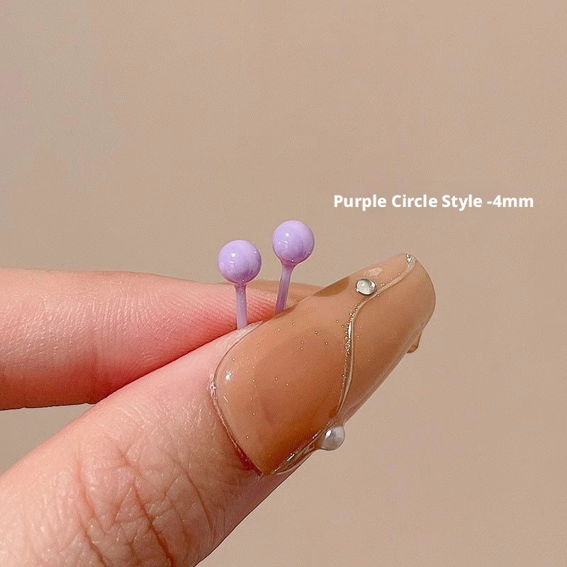 Ceramic Stud Earrings, 925 Silver Posts, Macaron Colors, for Sensitive Ears - Image 2