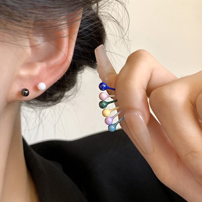 Ceramic Stud Earrings, 925 Silver Posts, Macaron Colors, for Sensitive Ears - Image 4
