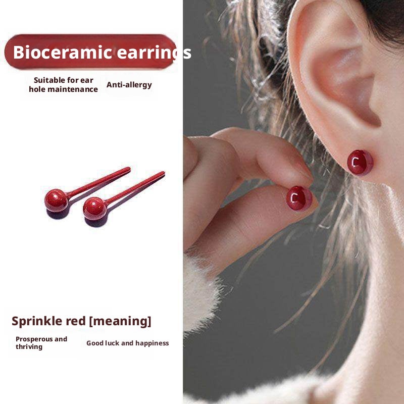 Ceramic Stud Earrings, 925 Silver Posts, Macaron Colors, for Sensitive Ears - Image 1