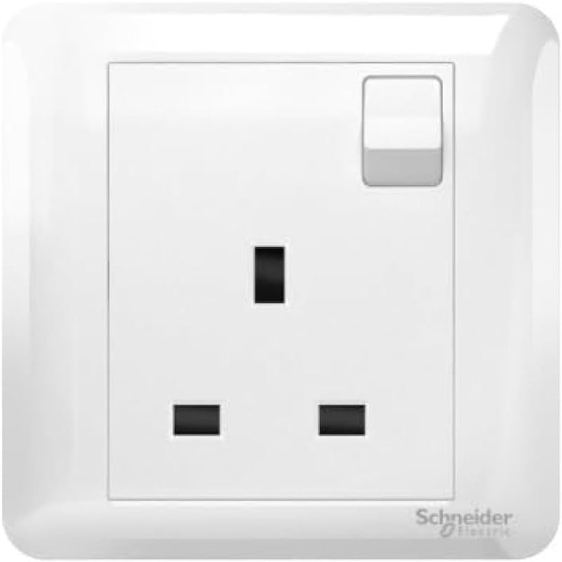 Schneider Electric 13A Single Gang Switched Socket - White