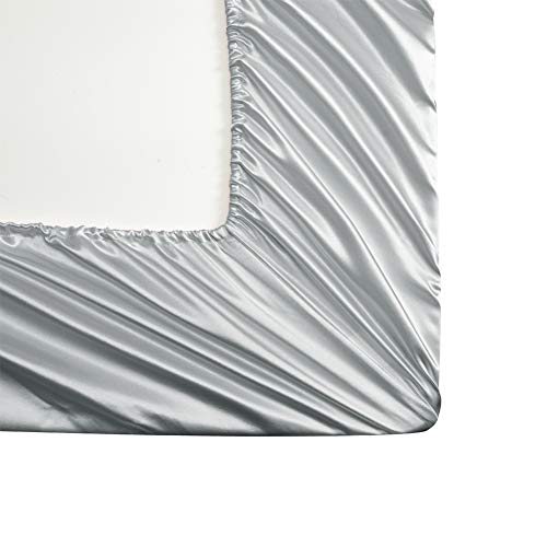 RevenRella 6 Piece Satin Bed Sheet Set Italian Style Bedding Sets Deep Pocket Rich Silk Super Soft Silky Luxury Solid Color Honeymoon Sexy Reversible Stain-Resistant Wrinkle Free (Light Grey, Queen) - Image 5