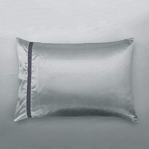 RevenRella 6 Piece Satin Bed Sheet Set Italian Style Bedding Sets Deep Pocket Rich Silk Super Soft Silky Luxury Solid Color Honeymoon Sexy Reversible Stain-Resistant Wrinkle Free (Light Grey, Queen) - Image 2