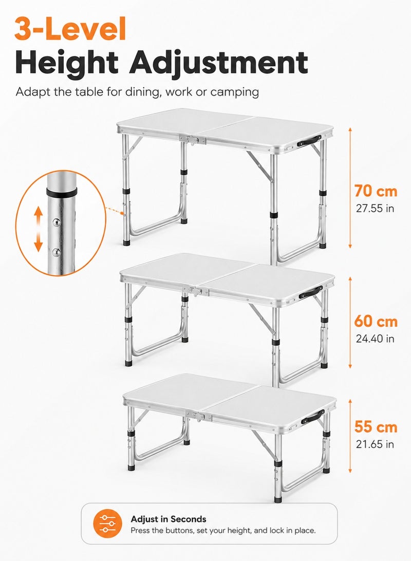 Cady One Outdoor Multifunctional Folding Table Portable Camping Table Adjustable Height Portable Suitable for Travel Picnic and Camping 120x60x70 Cm - Image 4
