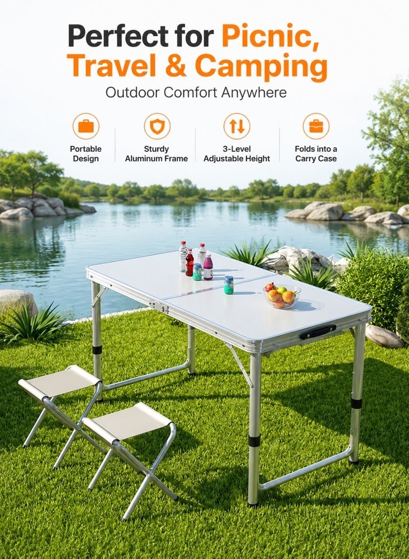 Cady One Outdoor Multifunctional Folding Table Portable Camping Table Adjustable Height Portable Suitable for Travel Picnic and Camping 120x60x70 Cm - Image 2