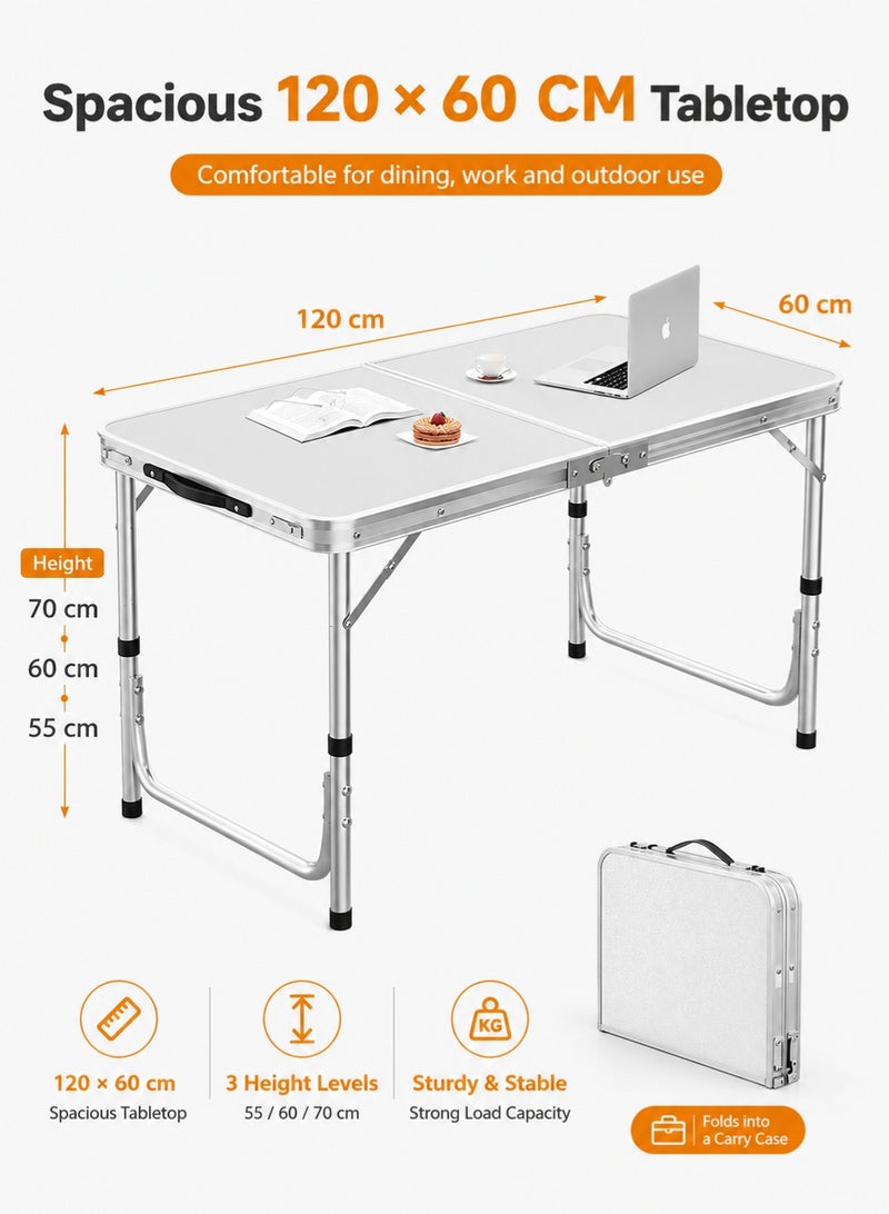 Cady One Outdoor Multifunctional Folding Table Portable Camping Table Adjustable Height Portable Suitable for Travel Picnic and Camping 120x60x70 Cm - Image 3