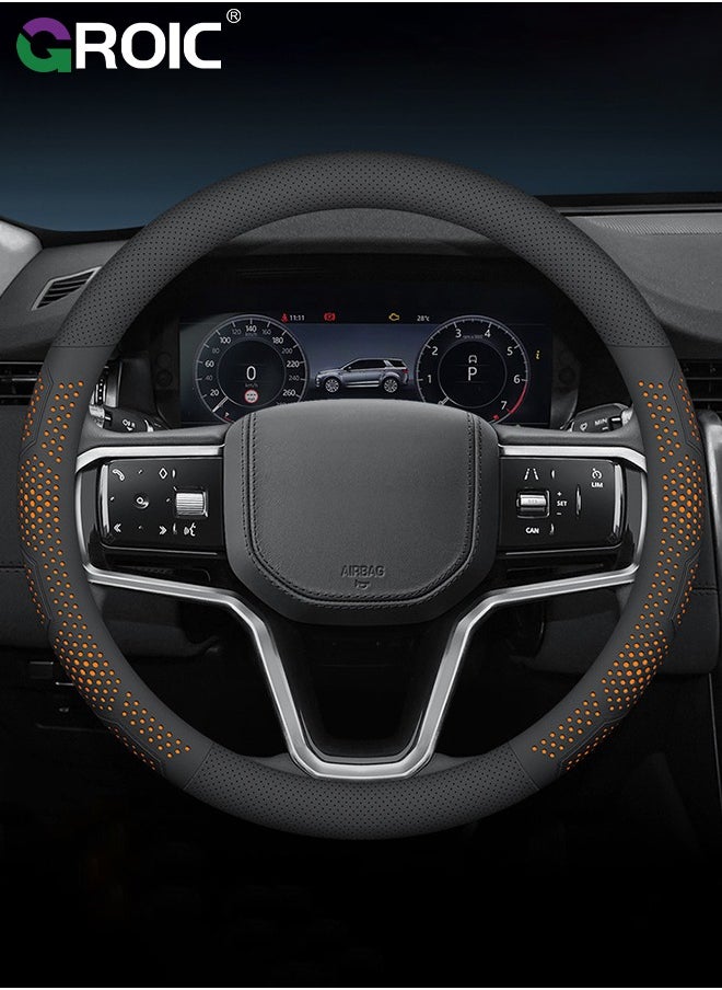 GROIC Hollow Breathable Car Steering Wheel Cover, Universal 15 inch Breathable Anti Slip Steering Wheel Covers, Car Interior Accessories, Fit for Most Car, Trucks, SVU  - Image 1