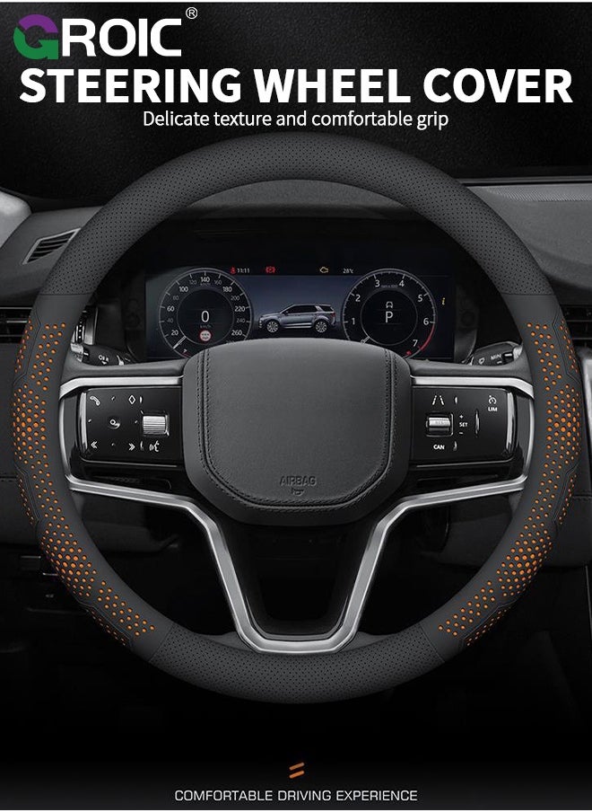GROIC Hollow Breathable Car Steering Wheel Cover, Universal 15 inch Breathable Anti Slip Steering Wheel Covers, Car Interior Accessories, Fit for Most Car, Trucks, SVU  - Image 2