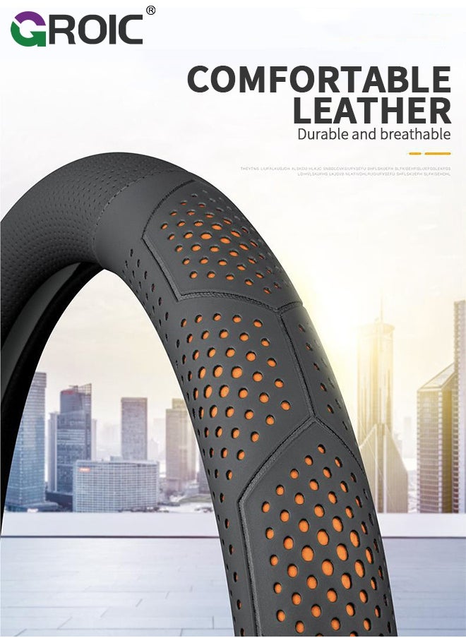 GROIC Hollow Breathable Car Steering Wheel Cover, Universal 15 inch Breathable Anti Slip Steering Wheel Covers, Car Interior Accessories, Fit for Most Car, Trucks, SVU  - Image 4