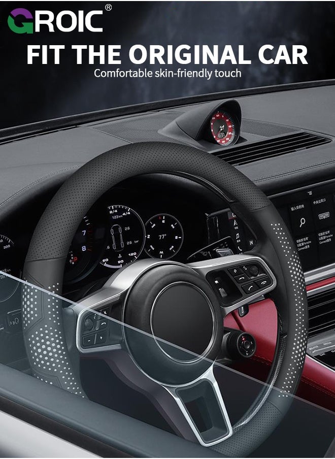 GROIC Hollow Breathable Car Steering Wheel Cover, Universal 15 inch Breathable Anti Slip Steering Wheel Covers, Car Interior Accessories, Fit for Most Car, Trucks, SVU  - Image 3