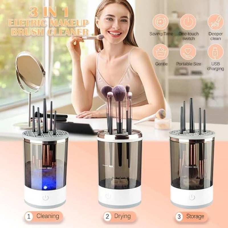 Luxansa Electric Makeup Brush Cleaner Machine with Brush Clean Mat Automatic Cosmetic Brush Cleaner Makeup Brush Tools for All Size Beauty Makeup Brushes Set Gift for Women Wife Friend - Image 4